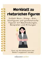 Vorschau - Merkblätter - Übersicht zu rhetorischen Figuren in lyrischen Texten - Deckblatt