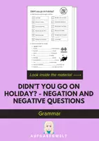 Vorschau - Arbeitsblätter - Didn't you go on holiday? - Negation, Negative questions: Grammar (English) - Deckblatt