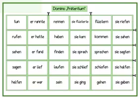 Vorschau - Spiele - Domino Präteritum – Verben im Präteritum üben (Infinitiv & Präteritumformen) | Deutsch Grammatik - Deckblatt