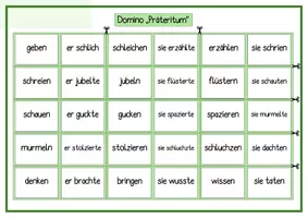 Vorschau - Spiele - Domino Präteritum – Verben im Präteritum üben (Infinitiv & Präteritumformen) | Deutsch Grammatik - Seite 1