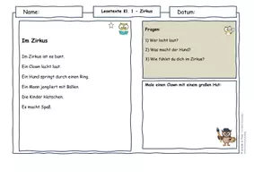 Vorschau - Arbeitsblätter - Zirkus Projektwoche Materialpaket – Lesetexte & Sachtexte Klasse 1–4 | differenziert - Seite 1