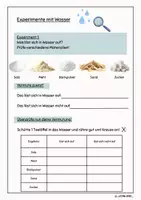 Vorschau - Arbeitsblätter - 2 Experimente zum Thema Wasser - Seite 1