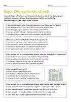Vorschau - Unterrichtsreihen - Quiz zur Demokratie – 5 Fragen mit Lösung (Sek I / Politik) - Deckblatt