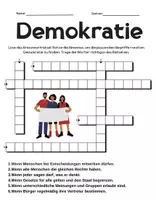 Vorschau - Arbeitsblätter - Kreuzworträtsel zur Demokratie – 6 Begriffe mit Lösung - Deckblatt