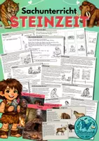 Vorschau - Arbeitsblätter - Steinzeit im Sachunterricht Arbeitsblätter, Kartei, Spiel - Deckblatt