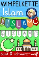 Vorschau - Mal- und Bastelvorlagen - Islam Grundschule - Wimpelkette zur Weltreligion - Deckblatt