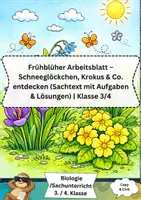 Vorschau - Arbeitsblätter - Frühblüher im Frühling – Pflanzen entdecken: Sachtext, Steckbriefe & Aufgaben (mit Lösungen) | Sachunterricht / Biologie Klasse 3/4 - Deckblatt