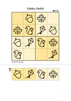 Vorschau - Arbeitsblätter - Sudoku 4x4: Herbst (Rätsel für Vorschule & Anfangsunterricht) - Seite 1