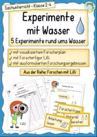 Vorschau - Arbeitsblätter - Experimente mit Wasser – 5 Versuche zu Schwimmen, Eis & Verdampfen | Sachunterricht Klasse 2–4 mit Lösungen - Deckblatt