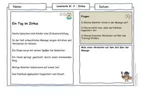 Vorschau - Arbeitsblätter - Zirkus Klasse 2 - Lesetexte mit Malauftrag - Seite 2