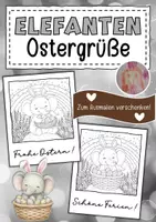 Vorschau - Mal- und Bastelvorlagen - Elefantenklasse Ostergrüße zum Ausmalen - Deckblatt