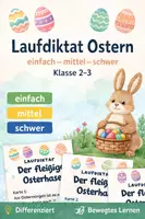 Vorschau - Arbeitsblätter - Laufdiktat Ostern – 3-fach differenziert (einfach, mittel, schwer) – Klasse 2–3 – Der fleißige Osterhase - Deckblatt