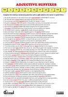 Vista previa - Hojas de trabajo - ADJECTIVE SUFFIXES – Worksheet (80 Sentences) - página 3