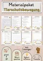Vorschau - Arbeitsblätter - Tierschutzbewegung Lesetext mit Fragen + Lösungen Leseverstehen Wortspeicher didaktische Reserve Lesen Leseverständnis - Deckblatt