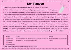 Vorschau - Arbeitsblätter - Menstruationsprodukte im Vergleich - Seite 1