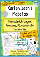 Vorschau - Unterrichtsreihen - Karten lesen, Orientierung, Maßstab, Höhenlinien (Sachunterricht 2.–4. Klasse) - Deckblatt