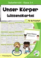 Vorschau - Arbeitsblätter - Unser Körper Klasse 3–4 – Wissenskartei, Arbeitsheft & Lernzielkontrolle im Materialset mit Lösungen - Seite 1