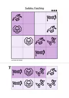 Vorschau - Arbeitsblätter - Sudoku 4x4: Fasching & Karneval & Fastnacht (Rätsel für Vorschule & Anfangsunterricht) - Seite 3