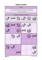 Vorschau - Arbeitsblätter - Sudoku 6x6: Fasching & Karneval & Fastnacht - Logisches Denken fördern! - Seite 1