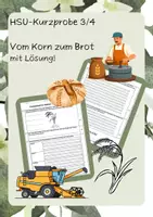 Vorschau - Arbeitsblätter - HSU-Probe "Vom Korn zum Brot" (Kl. 3/4) - mit Lösung! - Deckblatt