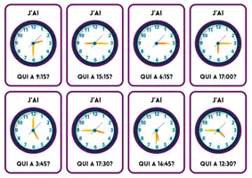 Vorschau - Spiele - L'heure: J'ai..., qui a...? (heures pleines, demies, quarts) - Seite 1