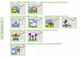 Vorschau - Arbeitsblätter - Rechnen und Malen Frühling 9 ABs Rechenmalblätter ZR 20/100/1000 Kopfrechnen Pixelbilder - Seite 3