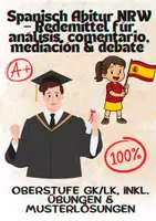 Vorschau - Unterrichtsreihen - Spanisch Abitur NRW – Redemittel für análisis, comentario, mediación & debate (Oberstufe GK/LK, inkl. Übungen & Musterlösungen) - Deckblatt