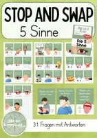 Vorschau - Stationenlernen - Sinne - Stop and Swap 31 Karten/Quiz mit Antworten - Deckblatt