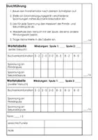 Vorschau - Arbeitsblätter - Versuch zum Transformator - Seite 1