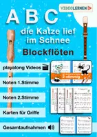 Vorschau - Merkblätter - Musik ABC die Katze lief im Schnee für Blockflöten • Audios und playalong Videos - Deckblatt