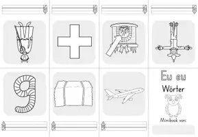 Vorschau - Mal- und Bastelvorlagen - Minibook - Eu - eu - Wörter und Sätze schreiben - Faltbuch - Seite 2