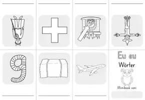 Vorschau - Mal- und Bastelvorlagen - Minibook - Eu - eu - Wörter und Sätze schreiben - Faltbuch - Seite 3