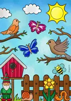 Vorschau - Arbeitsblätter - Der Garten im Frühling - Wimmelbild, Suchbild und Ausmalbild - Seite 2