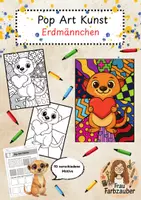 Vorschau - Mal- und Bastelvorlagen - Pop Art Kunst Doodle Erdmännchen, Ausmalbilder Erdmännchenklasse - Deckblatt