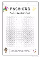 Vorschau - Arbeitsblätter - Fasching - Suchsel mit Begriffen zum Thema Fasching - Seite 1