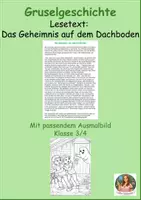 Vorschau - Mal- und Bastelvorlagen - Grusellesetext mit Ausmalbild Klasse 3/4 - Deckblatt