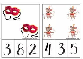 Προεπισκόπηση - Flashcards - Παιχνίδι για τη γωνιά μαθηματικών - αριθμών για τις Απόκριες - Σελίδα 2