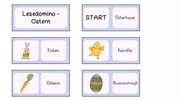Vorschau - Spiele - Lesedomino Ostern (mit und ohne Silbenschrift) Klasse1&2 - Seite 1