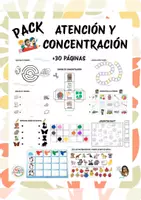 Vista previa - Refuerzo / NEE / Materiales de apoyo - Pack para trabajar la concentración y atención - Portada