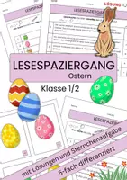 Vorschau - Arbeitsblätter - Lesespaziergang Ostern Klasse 1 und 2 - Deckblatt