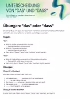 Vorschau - Arbeitsblätter - Deutsch Grammatik "dass" oder "das" - Deckblatt