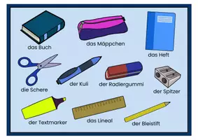Vorschau - Spiele - Schulsachen | Spiel - Was fehlt? | DaF DaZ - Seite 1