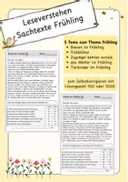 Vorschau - Arbeitsblätter - Frühling Sachtexte Leseverstehen - Deckblatt
