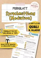 Vorschau - Merkblätter - Quali Englisch | Sprachmittlung | Mediation | Merkblätter | written exam - Deckblatt