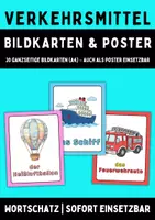 Vorschau - Fördermaterial/Inklusion - Verkehrsmittel – 20 ganzseitige A4 Bildkarten & Poster | Wortschatz - Deckblatt