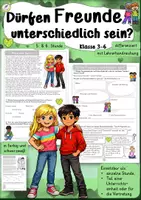 Vorschau - Arbeitsblätter - Dürfen Freunde unterschiedlich sein? Freundschaft 3. 4. 5. 6. Klasse Ethik Sachunterricht Religion - Deckblatt