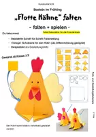 Vorschau - Mal- und Bastelvorlagen - Basteln im Frühling: "Flotte Hähne" falten (Fensterbankdeko) - Deckblatt