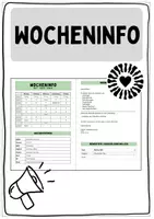 Vorschau - Arbeitsblätter - Wocheninfo, bearbeitbare Vorlage, Elternarbeit, Elterninfo - Deckblatt