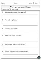 Vorschau - Arbeitsblätter - Immanuel Kant Lesen und Verstehen Arbeitsblätter mit Lesetext, Fragen - Seite 2