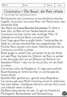 Vorschau - Arbeitsblätter - Römische Sagen – Cincinnatus: Der Bauer, der Rom rettete – Lesen und Verstehen Arbeitsblätter - Seite 1